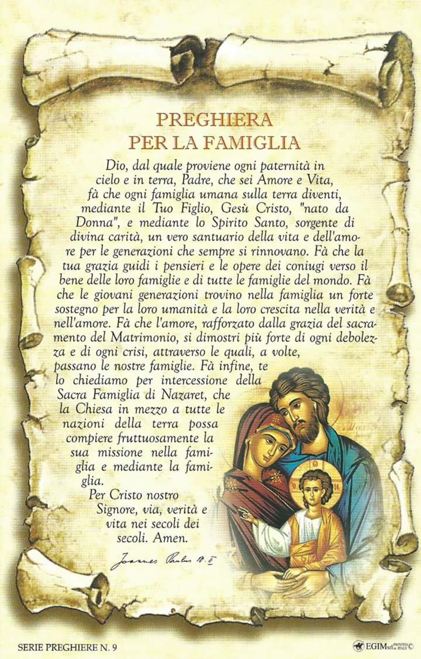 Preghiere per la famiglia immagini Facebook