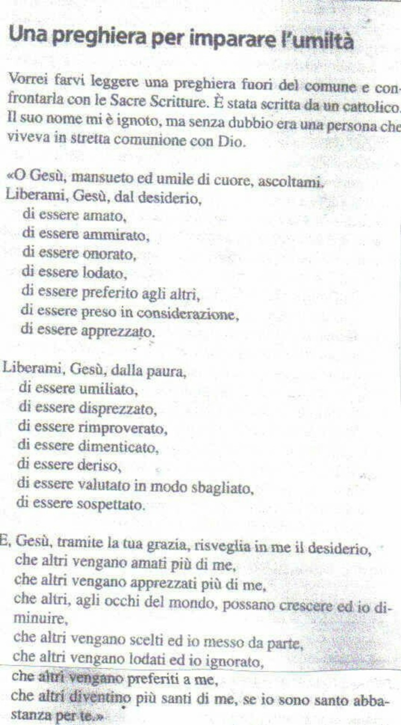 Una Preghiera Per Imparara L Umilta Buongiornocongesu It